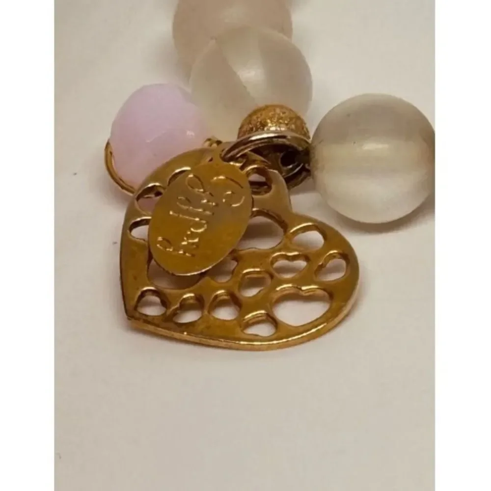 Gypsy Handmade Beaded Stretch Bracelet Gold Heart Charm Pastel Glass
